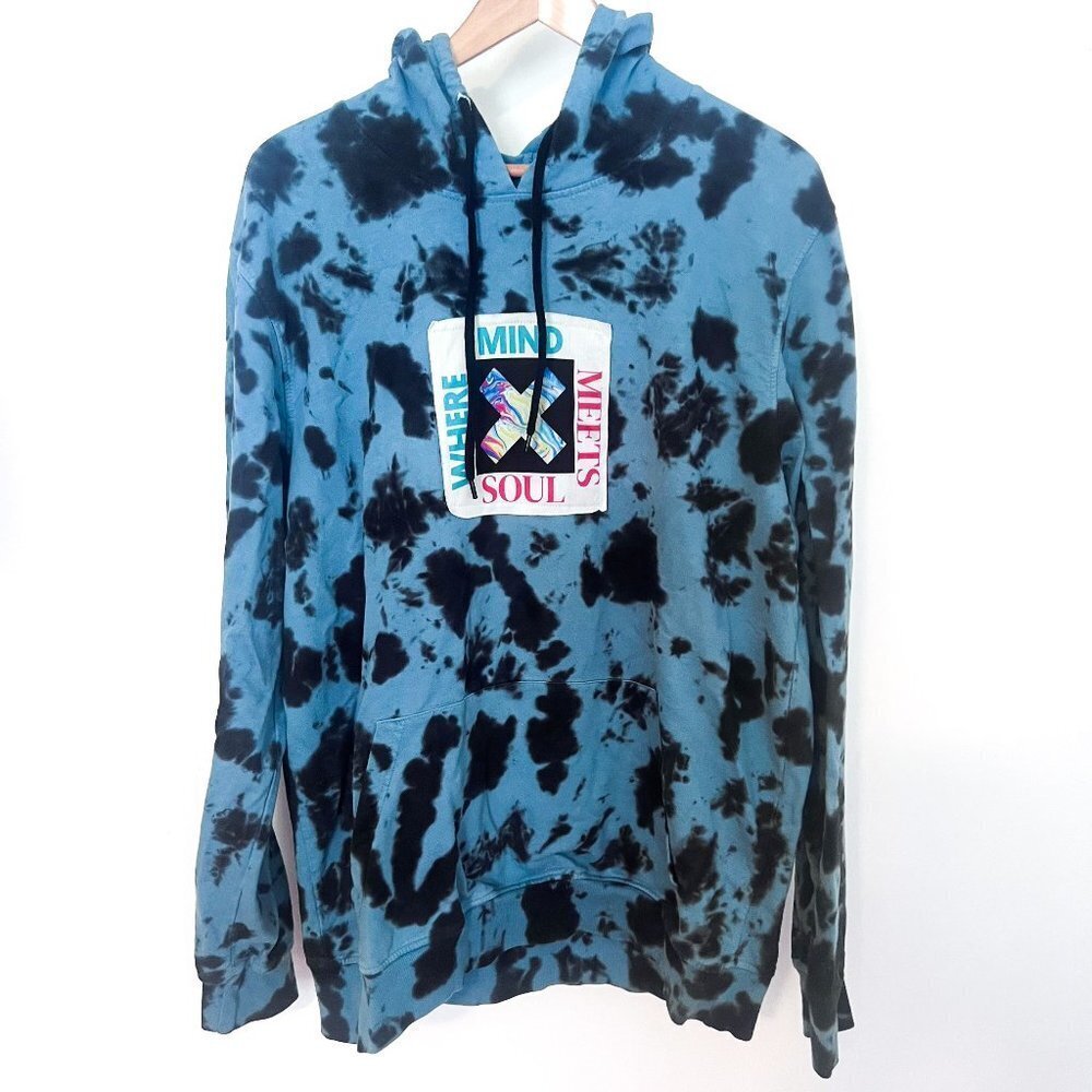 Brooklyn Cloth Mfg Co Teal Tie Dye Where Mind Meets Soul  Embroidered Hoodie LRG